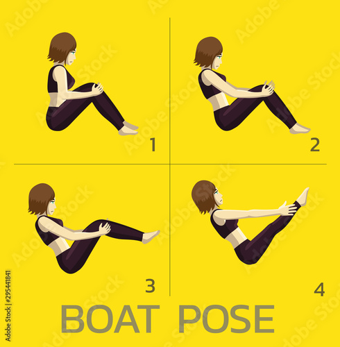 Boat Pose Yoga Manga Tutorial How Cartoon Vector Illustration