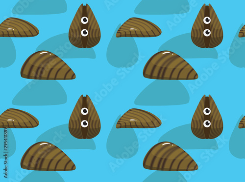 Zebra Mussel Cartoon Set Vector Seamless Background Wallpaper
