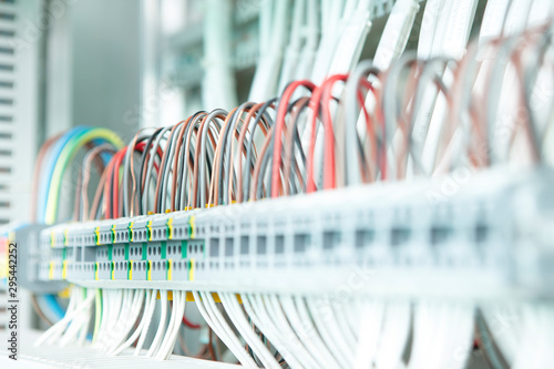 electric wirking on a clean modern switchboard photo