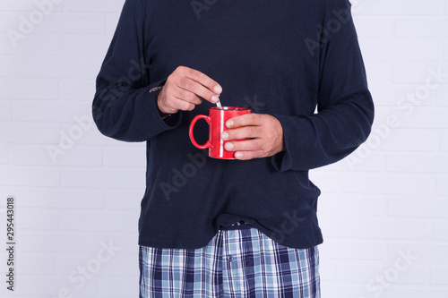 man with cup of coffee isolated