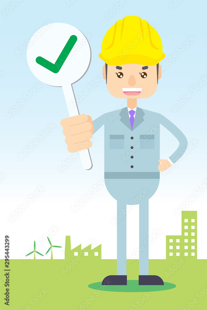 作業員 まるばつ 正解のタグ working man with helmet answers right, checked 作業員 まるばつ 正解のタグ working man with helmet answers right, checked