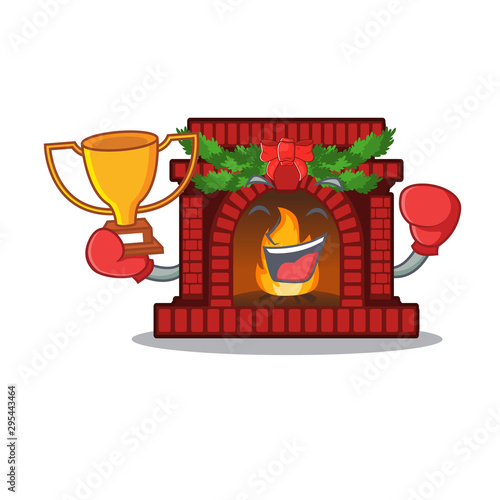 Boxing winner christmas fireplace on with the character