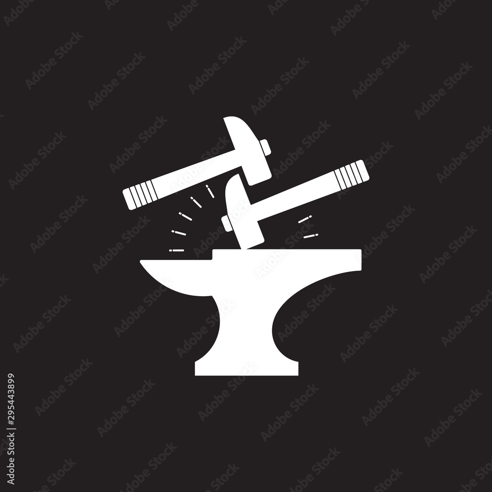 spark iron hammer blacksmith symbol logo vector spark iron hammer blacksmith symbol logo vector