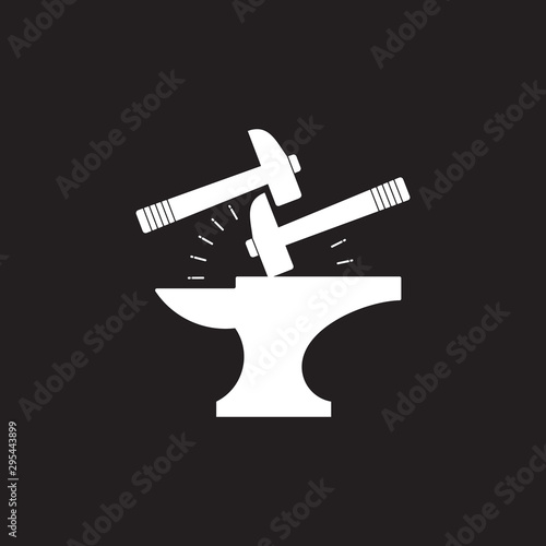 spark iron hammer blacksmith symbol logo vector