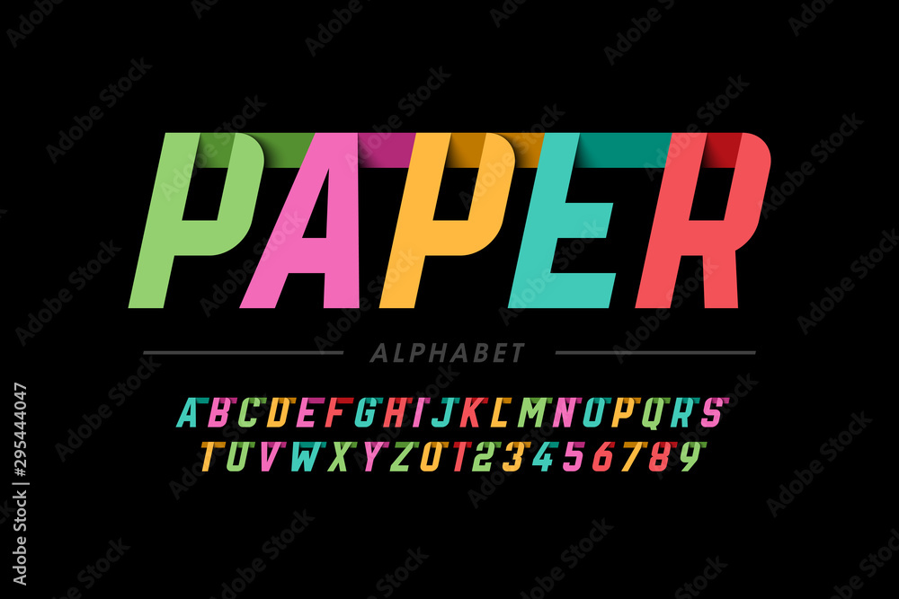 Origami style font design, paper folding alphabet letters and numbers ...
