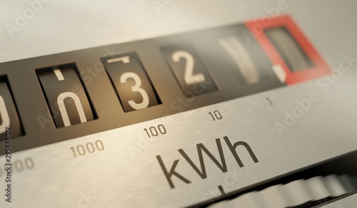 Analog electrometer is measuring electricity consumption. 3D ren