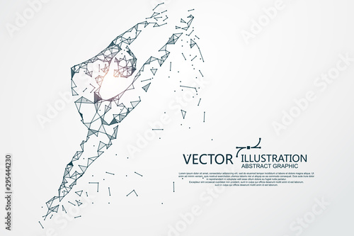 Woman dancing ballet,Network connection turned into, vector illustration.