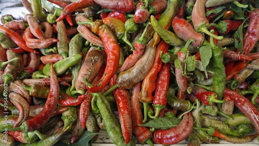 fresh peppers at big market in macedonian town skopje fresh peppers at big market in macedonian town skopje