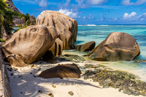 Seychelles, Amazing tropical beach, paradise beach in Praslin, island of Seychelles