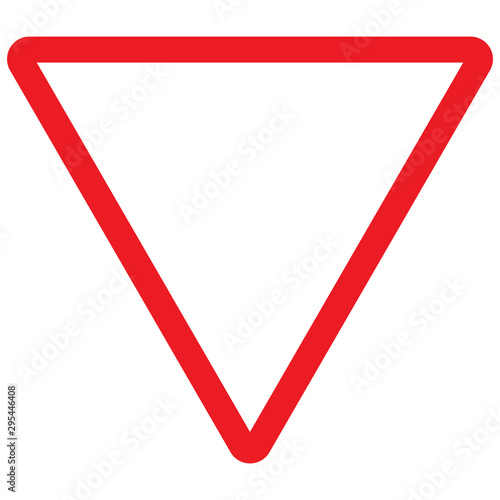 Give a way triangle yield sign vector. Traffic symbol.