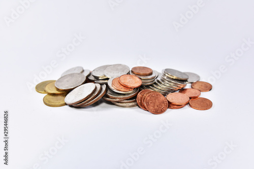 Thai baht Coins on white background concept Money finance business currency coin isolated investment