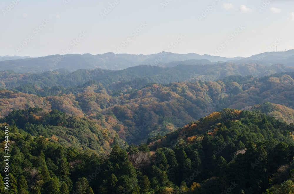 view of mountains in autumn.