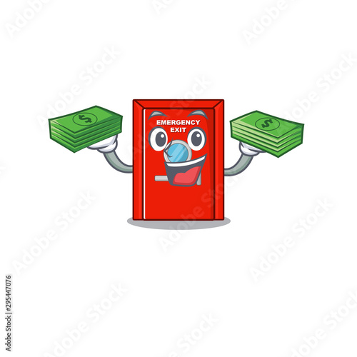 With money bag emergency exit door in the mascot