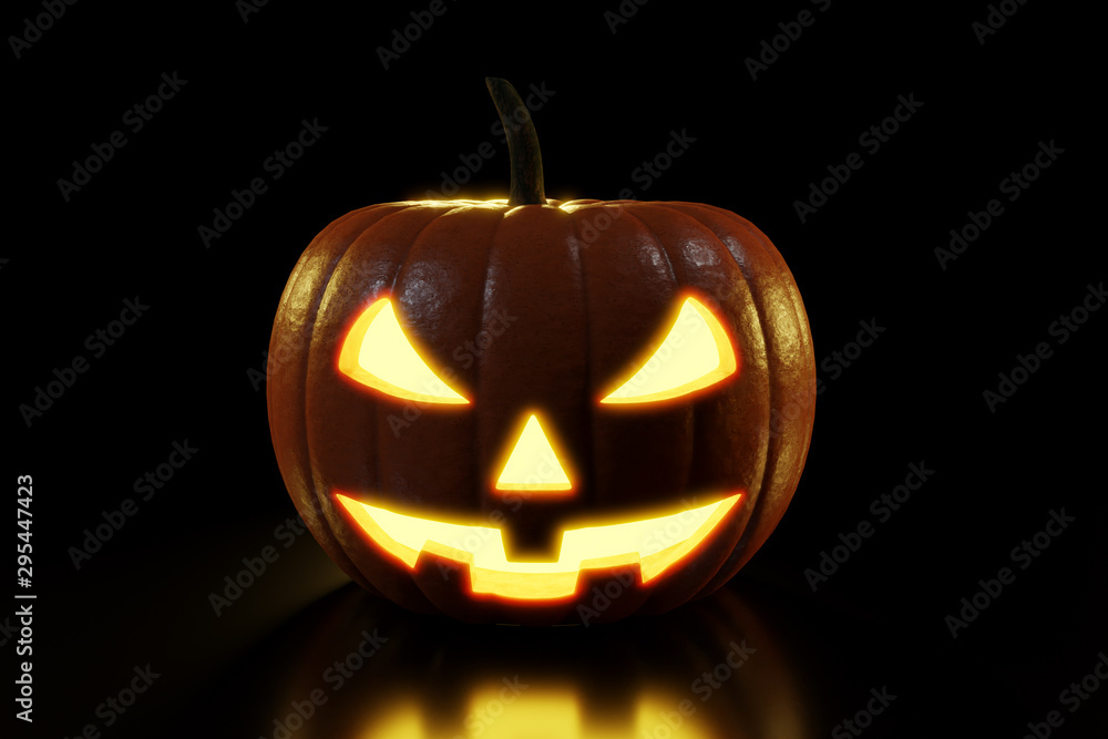 Halloween Pumpkin burning isolated on black background - 3D rendering Halloween Pumpkin burning isolated on black background - 3D rendering