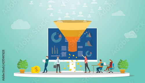 followers or users monetization team marketing strategy concept with modern flat style - vector