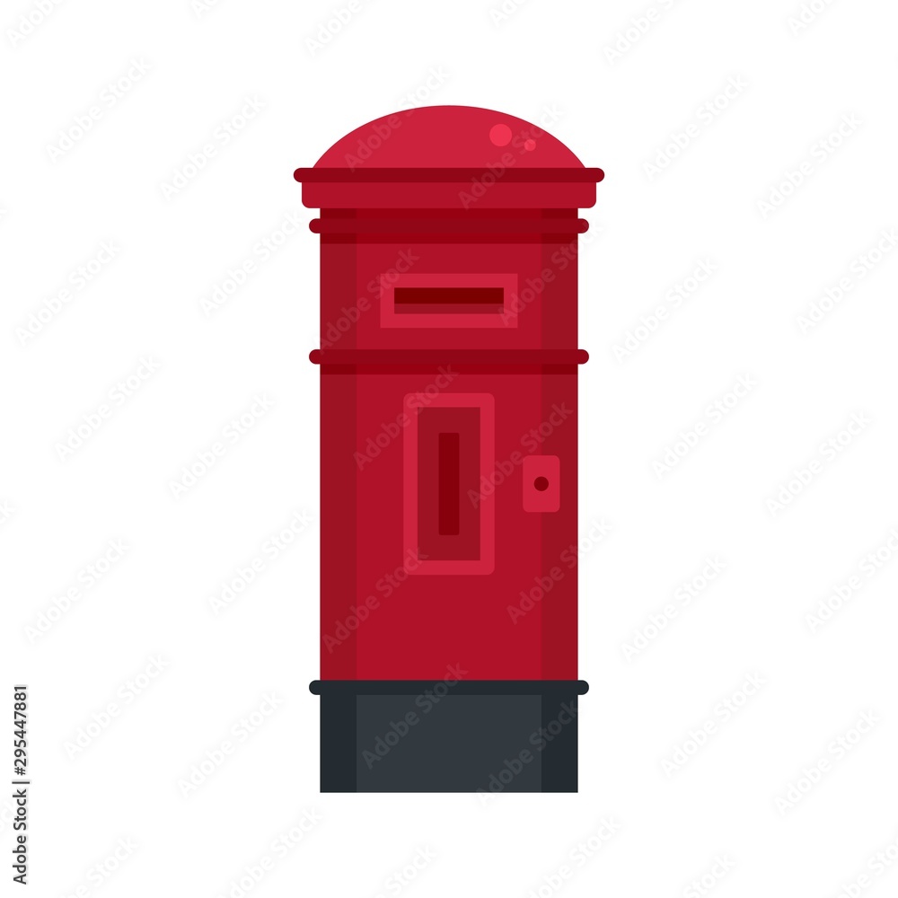 Red street post box icon. Flat illustration of red street post box vector icon for web design Red street post box icon. Flat illustration of red street post box vector icon for web design