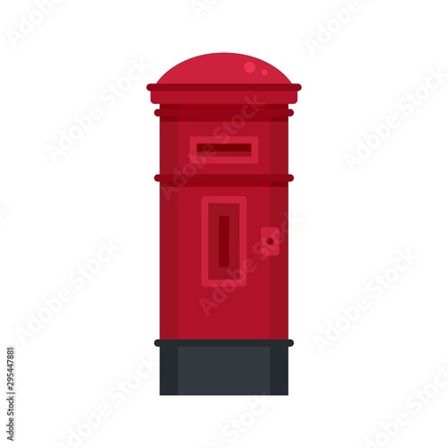 Red street post box icon. Flat illustration of red street post box vector icon for web design