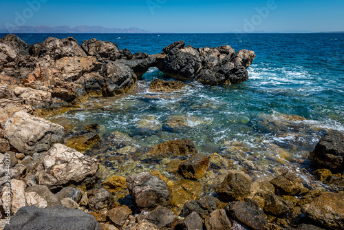 Rocky coastline of Kos Greece Limnionas