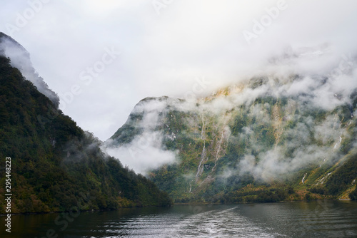  Misty mountain lake in the mountains, New Zealand