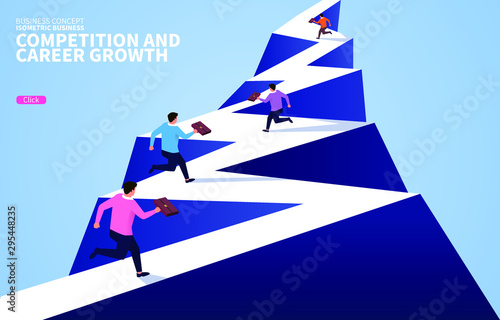 Career development and business competition, business people ran to the top