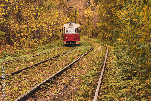 Vintage red tram