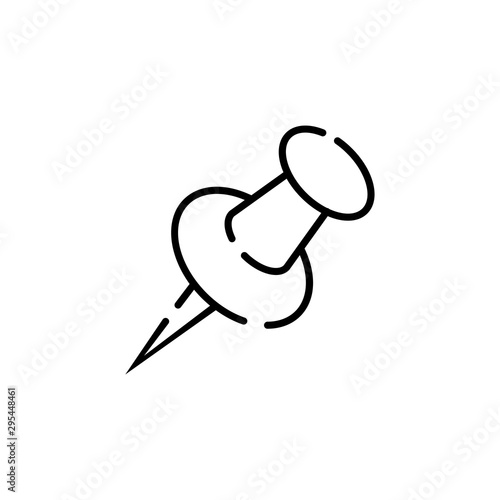 Icono plano lineal chincheta en color negro