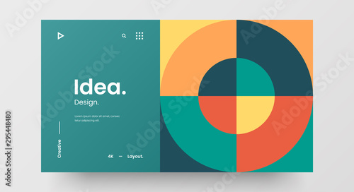 Creative horizontal website screen part for responsive web design project development. Abstract geometric pattern banner layout mock up. Corporate landing page block vector illustration template.