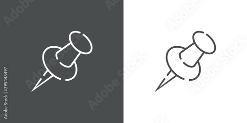 Icono plano lineal chincheta en gris y blanco