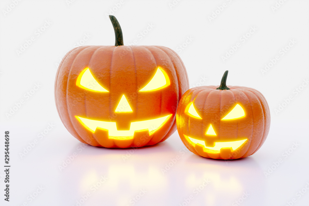 Halloween Pumpkin burning isolated on white background - 3D rendering Halloween Pumpkin burning isolated on white background - 3D rendering