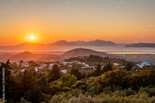 Fototapeta Naklejka Na Ścianę i Meble -  Beautiful Zia sunset view at island Kos Greece