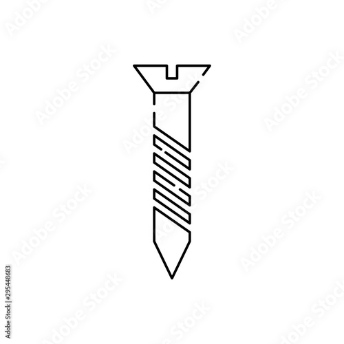 Icono plano lineal tornillo cabeza plana en color negro