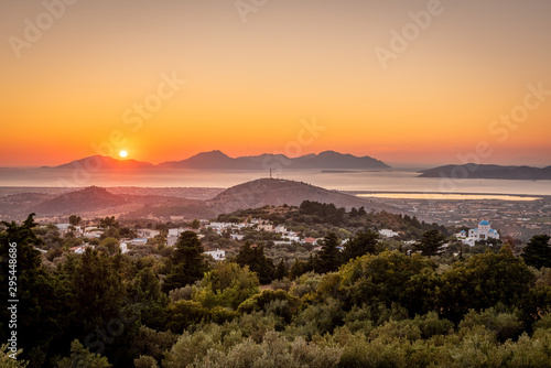 Beautiful Zia sunset view at island Kos Greece