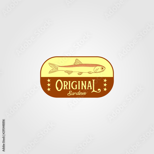 original sardine fish vintage logo label emblem packaging vector icon seafood design