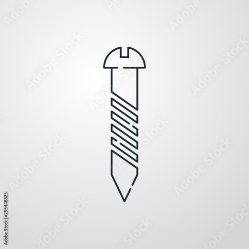 Icono plano lineal tornillo cabeza redonda en fondo gris
