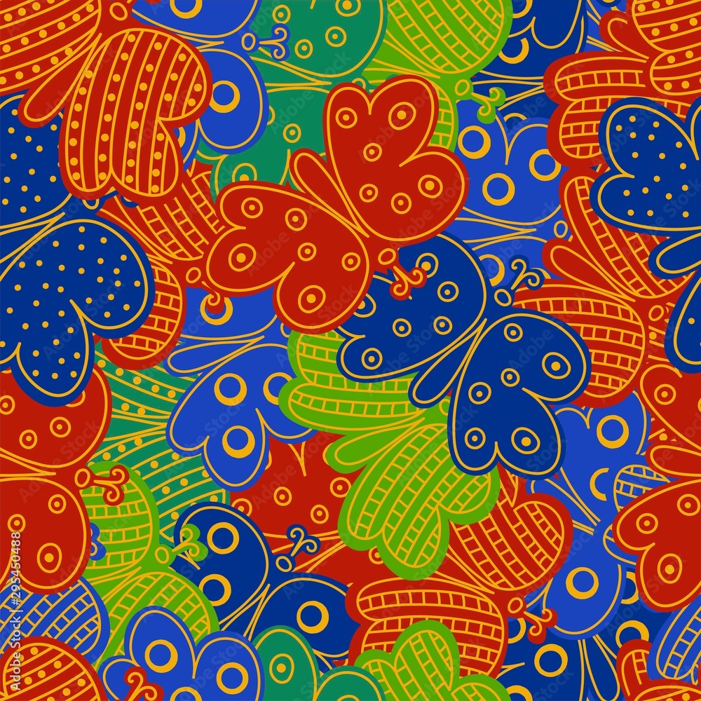 Fototapeta premium Seamless pattern of butterflies. Vector illustration for your design.