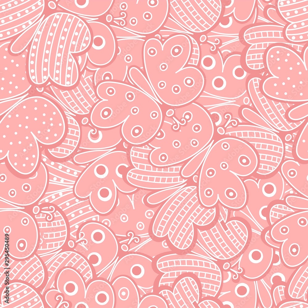 Seamless pattern of butterflies on pink background. Vector illustration for your design. Seamless pattern of butterflies on pink background. Vector illustration for your design.