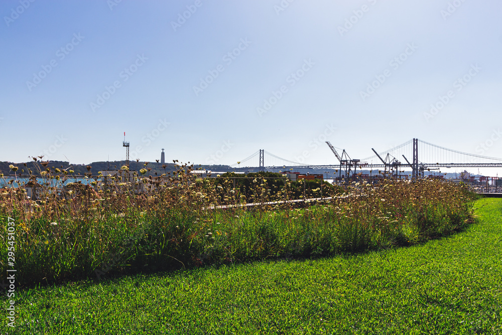 Fototapeta premium April 25 bridge view from a rooftop in Lisbon, Portugal