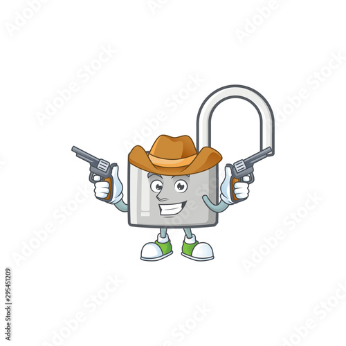 Cowboy unlock key with cartoon character design.