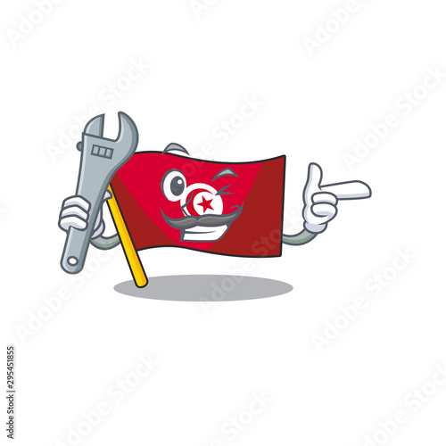 Mechanic flag tunisia character isolated with cartoon photo