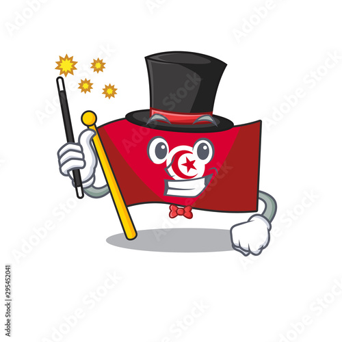 Magician flag tunisia character isolated with cartoon photo