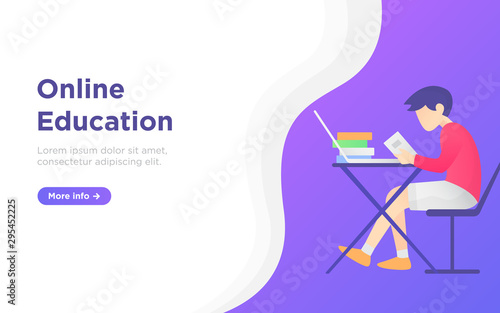 modern flat online education landing page 