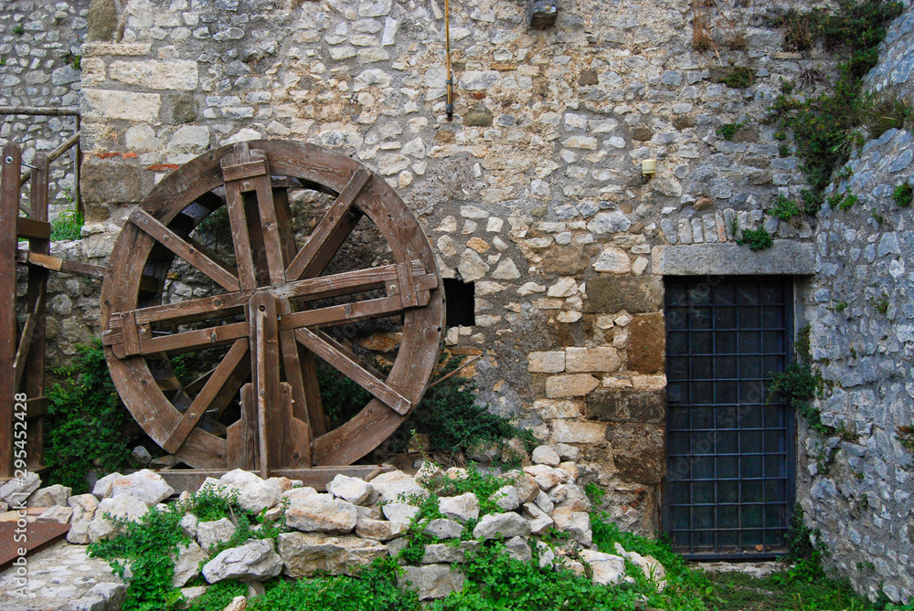 old water mill inside a castle