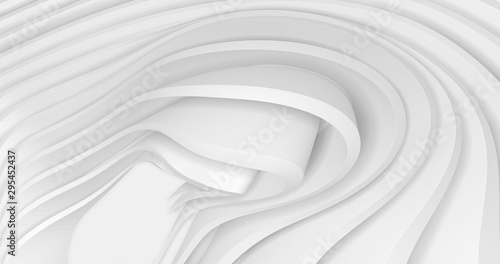 White Wave Background. Abstract Minimal Exterior Design. Creative Architectural Concept. 3d Illustration
