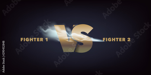 Vs vector icons, sign on isolated background. Template banner with realistic golden versus word