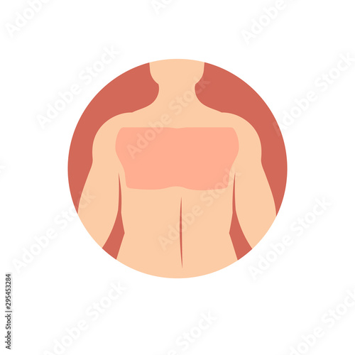 Icon depicting a painful area in the thoracic region (rear view)