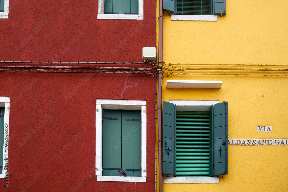 Venice / Italy - September 29th 2019: Colorful streets of Burano, Venice, Italy