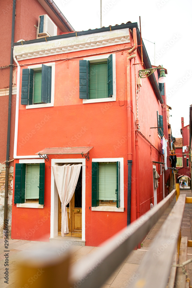 Venice / Italy - September 29th 2019: Colorful streets of Burano, Venice, Italy