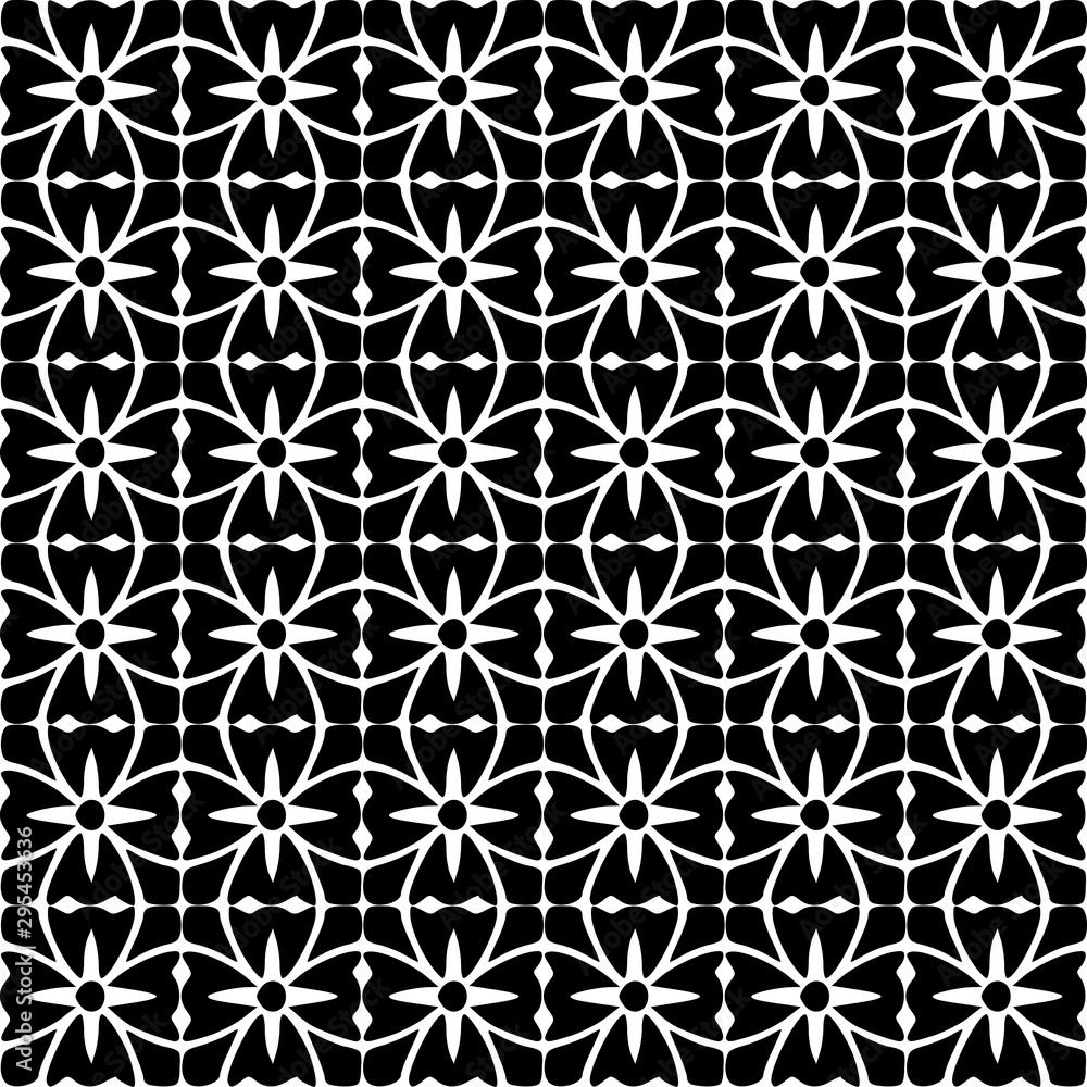Modern stylish vector seamless floral pattern background.Black,white.