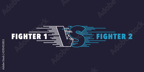 Vs vector icon, logo. Concept illustration, banner with word versus and template names
