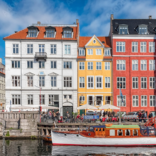 Copenhagen Nyhavn District White Boat